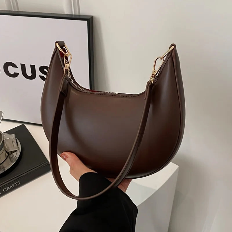 Moon Shoulder Bag for Women – Crescent Hobo Purse in PU Leather