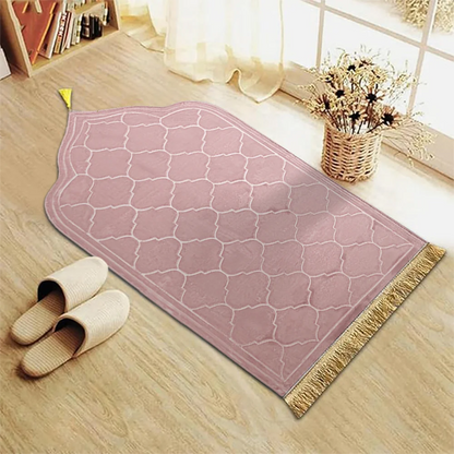 Islamic Prayer Rug with Tassels – Thick Soft Flannel, Anti-Slip