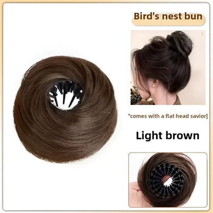 Magic Synthetic Hair Bun Circle Elastic Clips Bird S Nest Shaped Retractable Hairpieces Fashionable