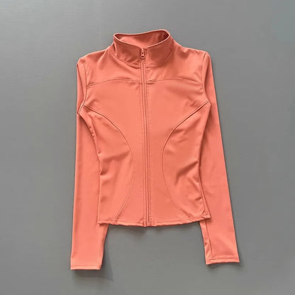 Women's Zip-Up Workout Jacket – Stretch Fitted Running & Yoga