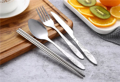 Portable Travel Cutlery Set with Zipper Case