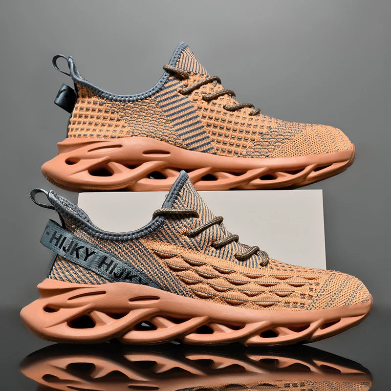 Men's Blade Sole Running Sneakers – Breathable Knit Luxury Trainer