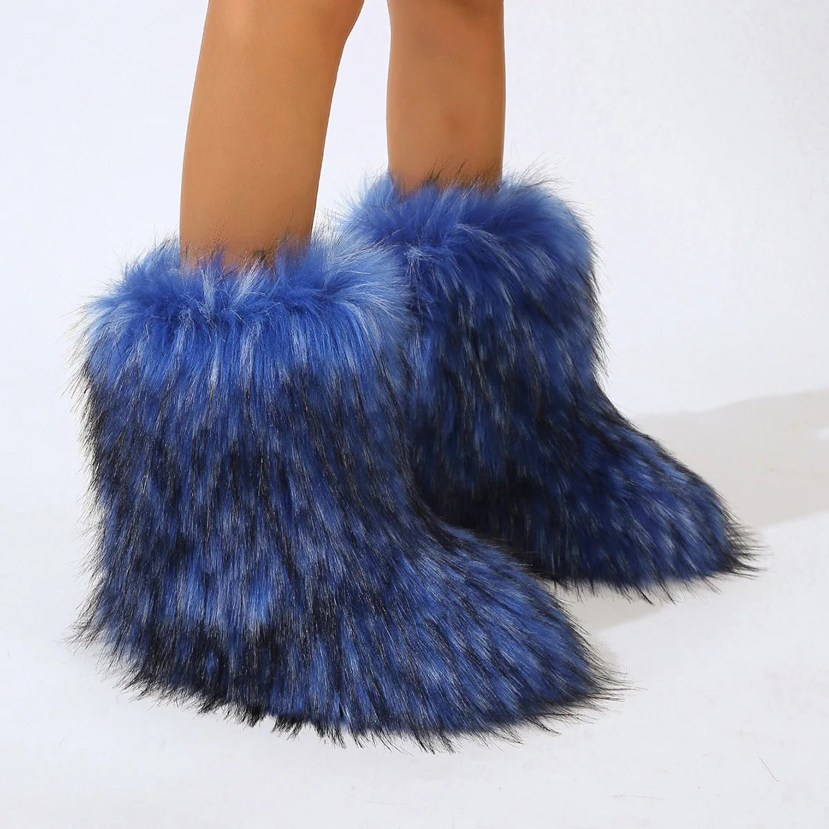 Faux Fur Snow Boots for Women – Fluffy Plush Winter Footwear