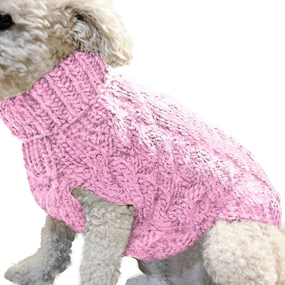 Cable Knit Dog Sweater – Warm Winter Turtleneck for Small Dogs