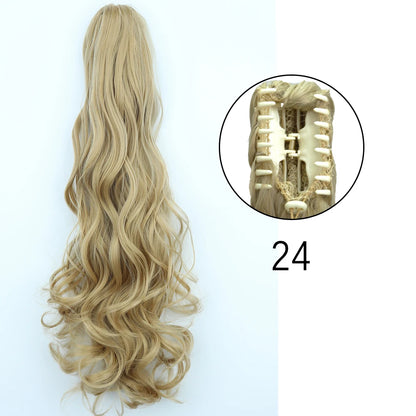 Synthetic Long Straight Claw Clip Ponytail Hair Extensions 24inch Heat Resistant Pony Tail Piece