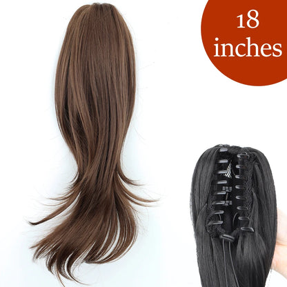 Synthetic Long Straight Claw Clip Ponytail Hair Extensions 24inch Heat Resistant Pony Tail Piece