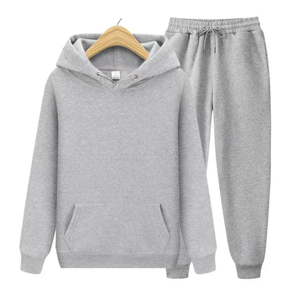 Women's Hoodie & Jogger Two-Piece Set – Casual Solid Color Tracksuit