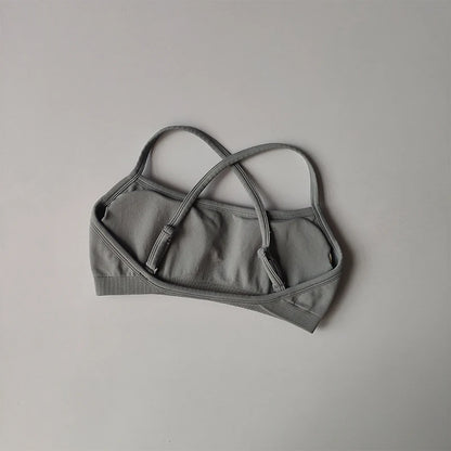 Seamless Cross-Back Sports Bra Women Shockproof Gathering Yoga Crop Top