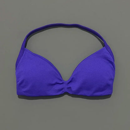 Women's Strappy Sports Bra – Padded Push-Up Gym Top