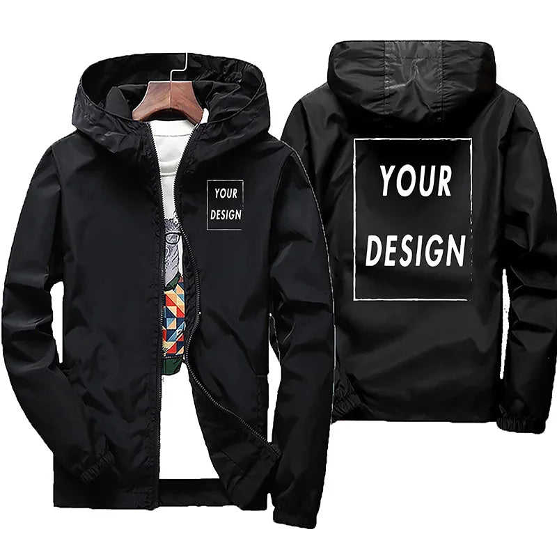 Custom Logo Windbreaker Men – Waterproof Hooded Jacket Personalized