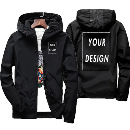 Custom Logo Windbreaker Men – Waterproof Hooded Jacket Personalized