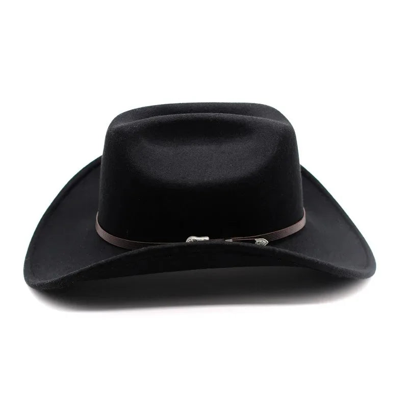 Vintage Western Cowboy Hat – Wide Brim Felt Hat for Men & Women