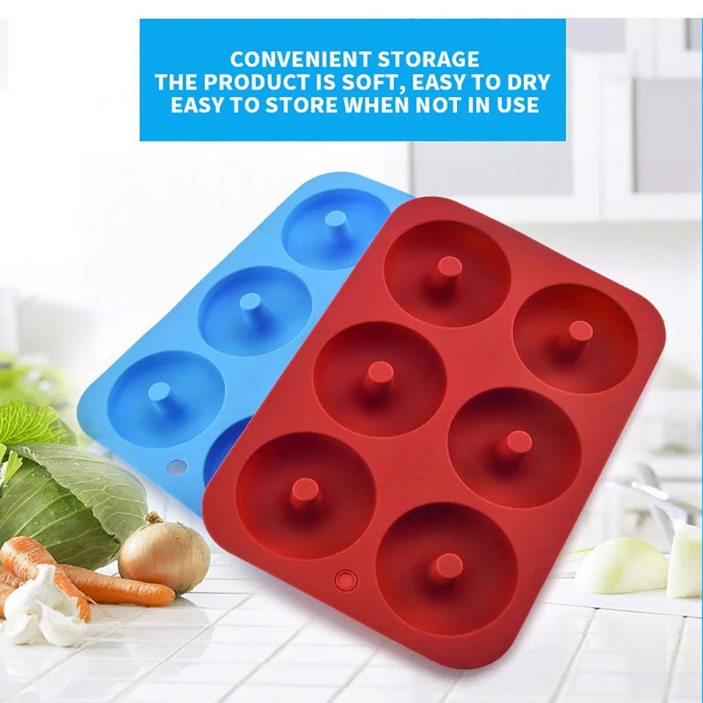 Silicone Donut Mold 6-Cavity Non-Stick Baking Pan for Doughnuts & Bagels