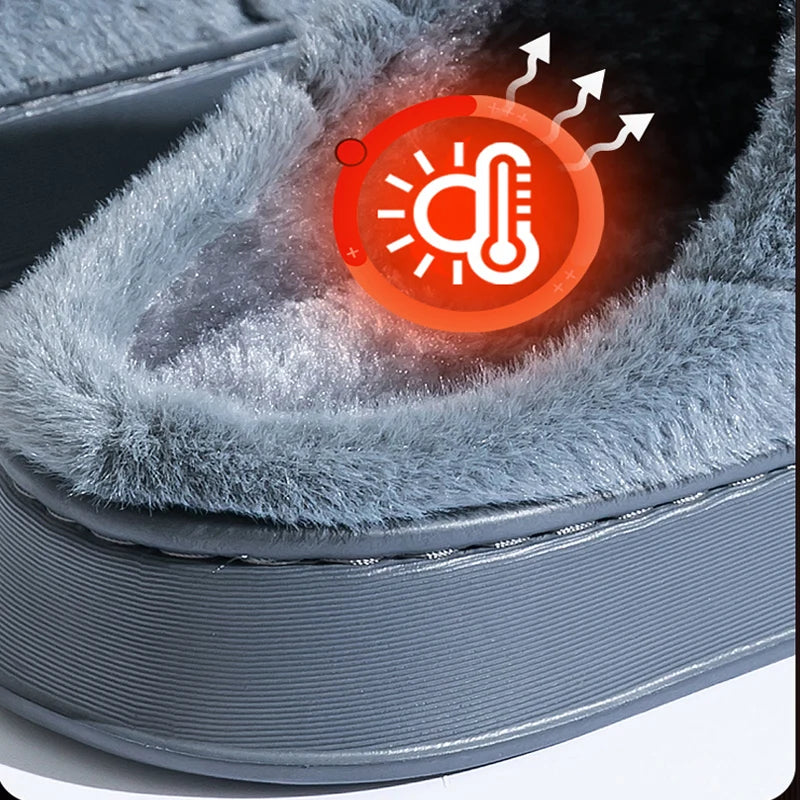 Trend Winter Couple Indoor Non-Slip Men Women Flip Flops Warm Slippers Home Slides Casual Bedroom