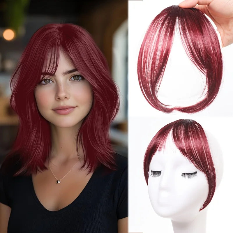 Clip-In Bangs Hair Extension Middle Part Natural Seamless Fringe