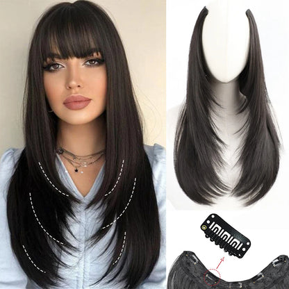 Synthetic Clip-In Hair Extension – Straight Layered, Fluffy