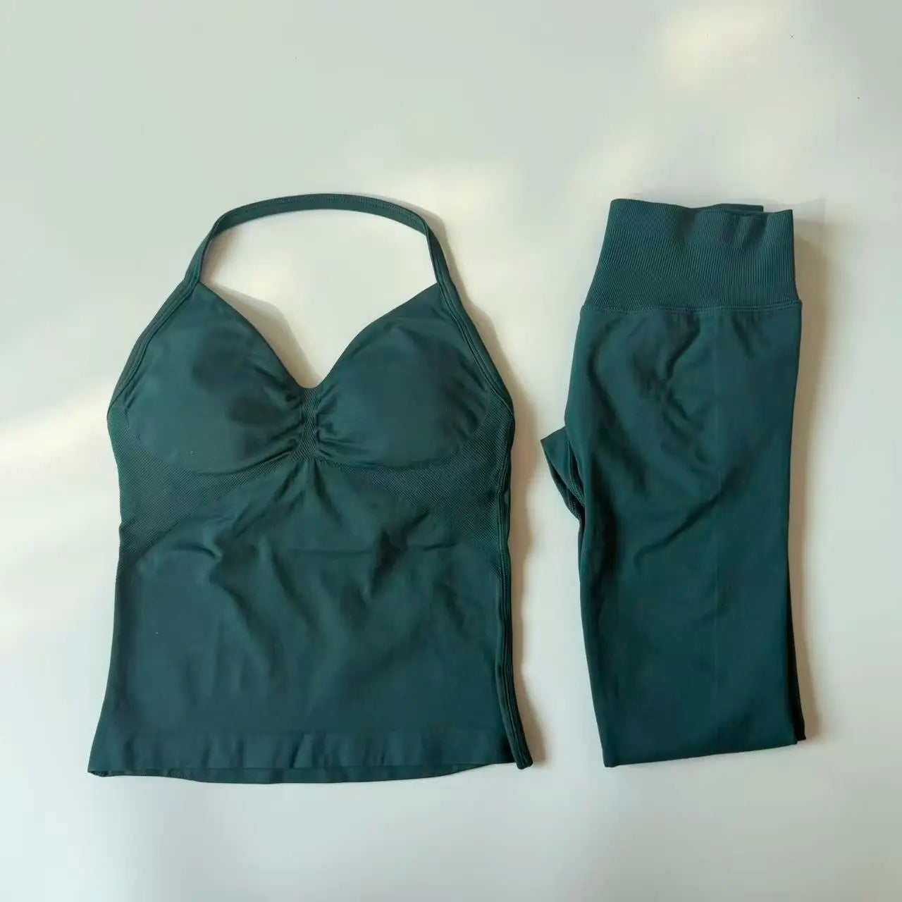Women's 2-Piece Yoga Set – Backless Tank Top & Scrunch Leggings