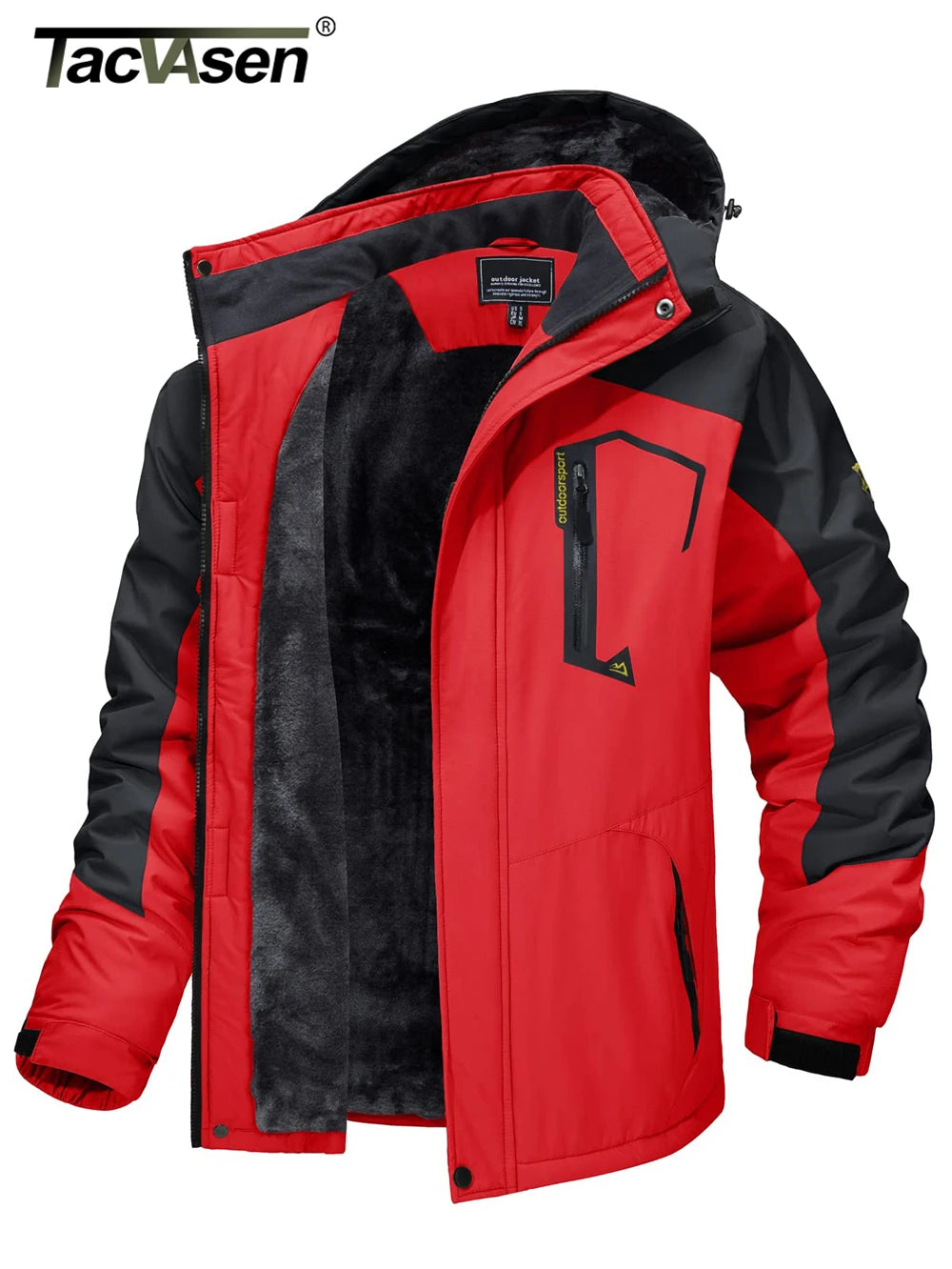 Men's Fleece-Lined Mountain Jacket – Removable Hood Hiking Coat