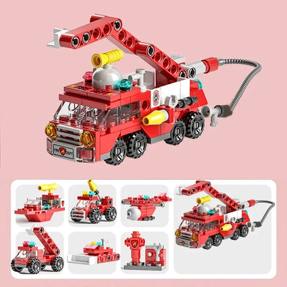 City Police Building Blocks Set – 6-in-1 Vehicle Construction Toy