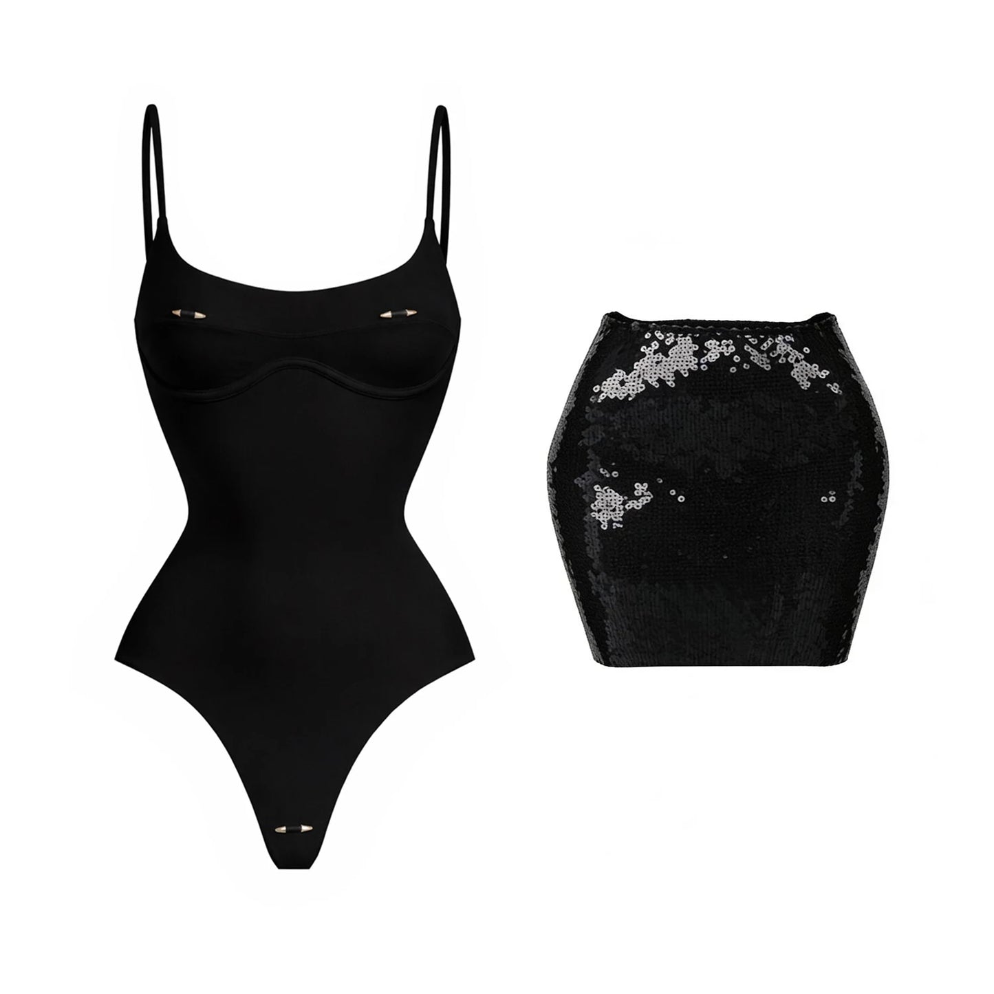 Women's 2-Piece Bodysuit & Sequin Skirt Set
