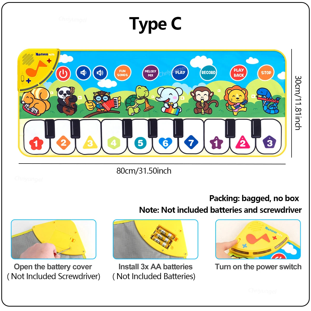Kids Piano Mat – Musical Floor Keyboard with Animal Design 80cm