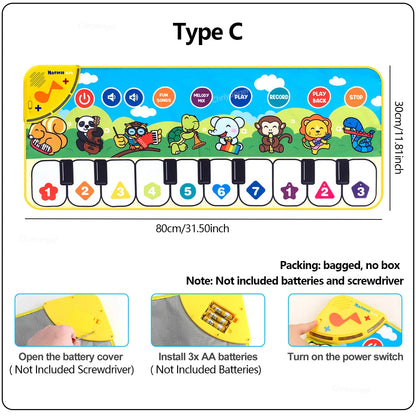 Kids Piano Mat – Musical Floor Keyboard with Animal Design 80cm