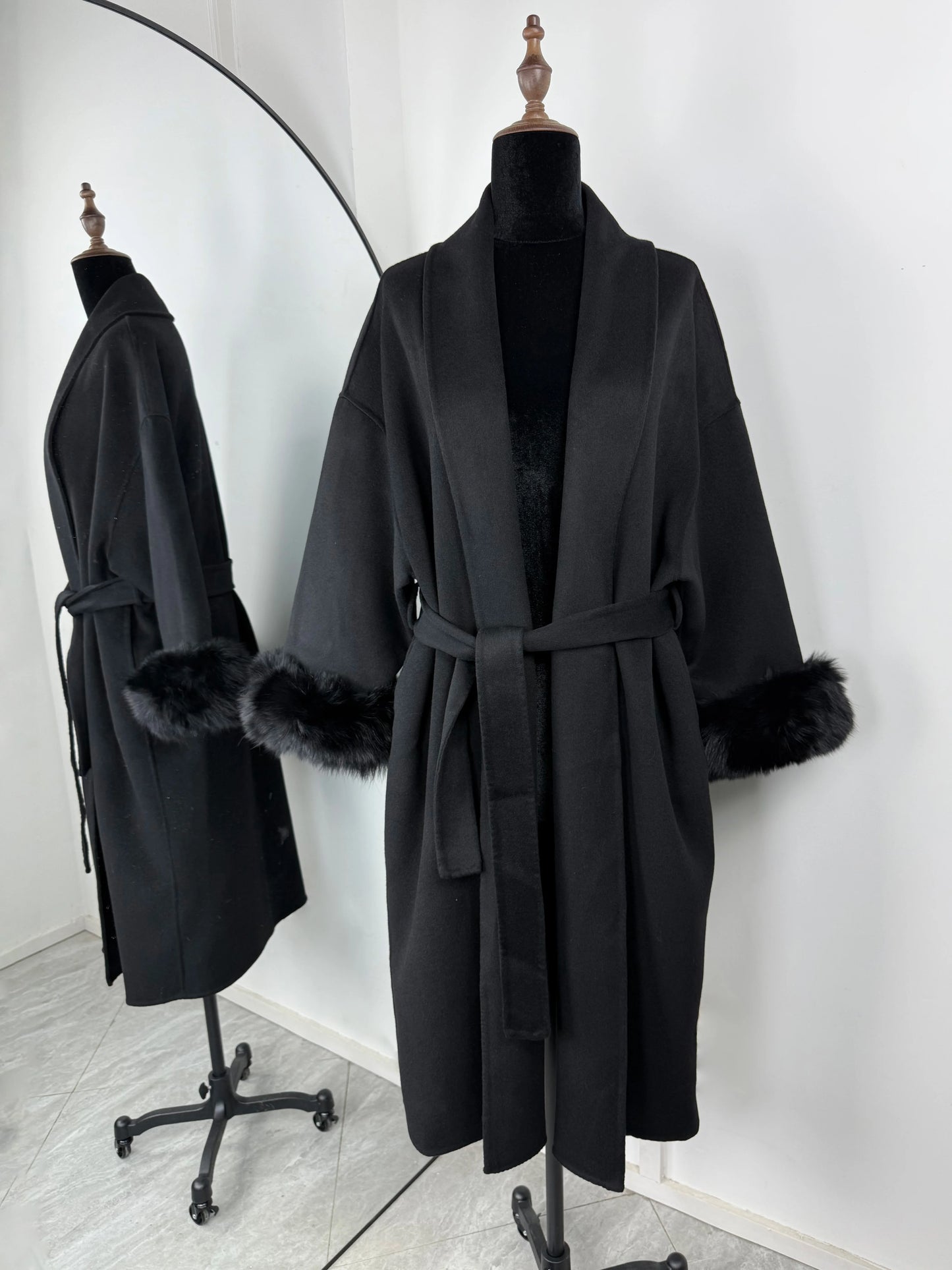 Women's Fox Fur Woolen Short Coat – Double-Sided Wool