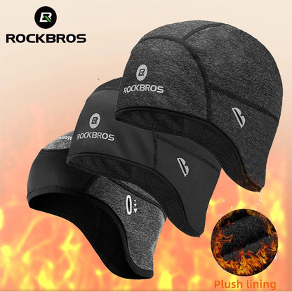 ROCKBROS Winter Cycling Cap Windproof Thermal Fleece Skull Cap with Ear Covers