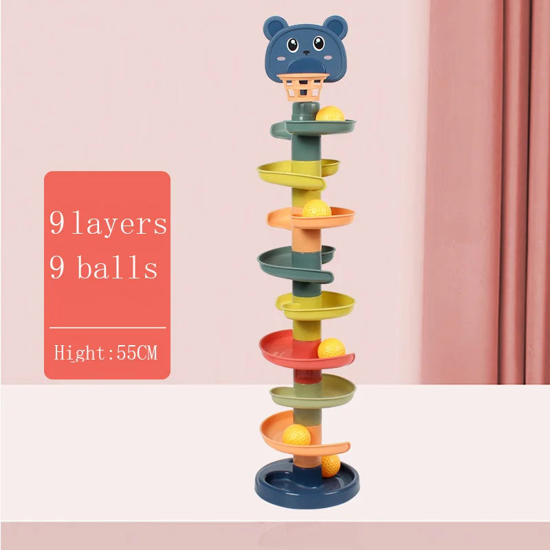 Montessori Rolling Ball Tower Baby Toy – Stacking Activity for Ages 1-3