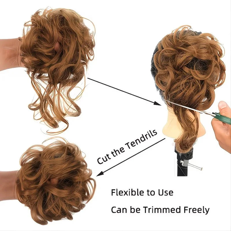 Synthetic Fiber Messy Bun Hairpiece Scrunchie Fake Chignon Hair Extensions Accessories Women Daily