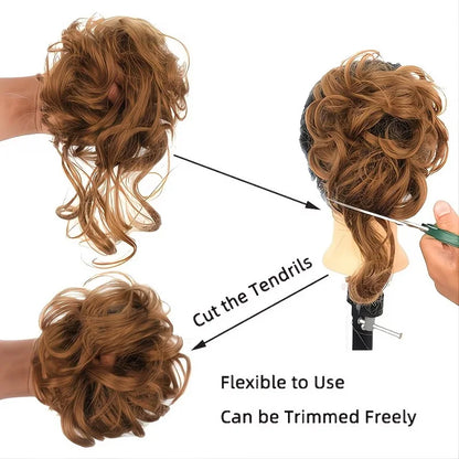 Synthetic Fiber Messy Bun Hairpiece Scrunchie Fake Chignon Hair Extensions Accessories Women Daily