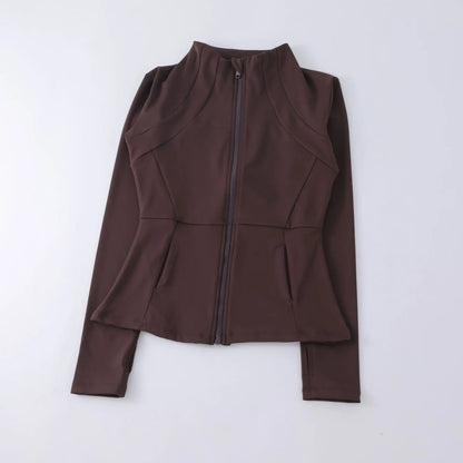 Women's Zip-Up Athletic Jacket with Thumb Holes – Slim Fit Running Top