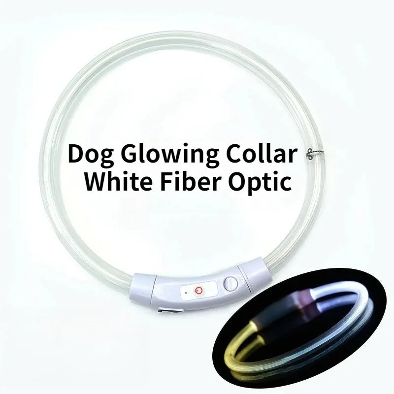 LED Fiber Optic Dog Collar – Rechargeable Glowing Safety Collar