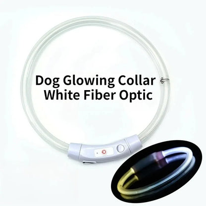 LED Fiber Optic Dog Collar – Rechargeable Glowing Safety Collar