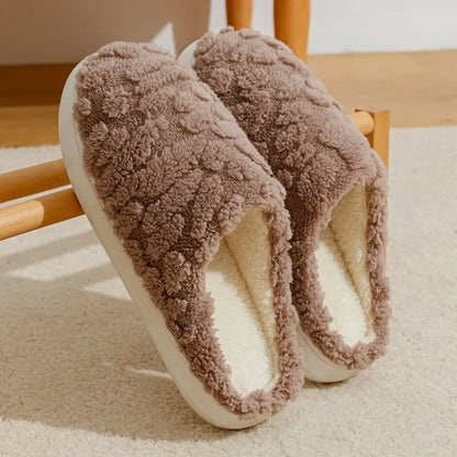 Winter Warm Plush Slippers - Unisex Couple S Silent Soft Sole House Shoes Non-Slip Thick Fleece