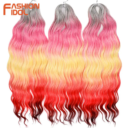 Anna 24 Inch Synthetic Hair Water Wave Braiding Extensions Ombre Blonde Deep Afro Curl Twist Crochet