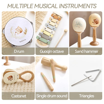 Baby Montessori Musical Instruments Set – Xylophone, Drum & More