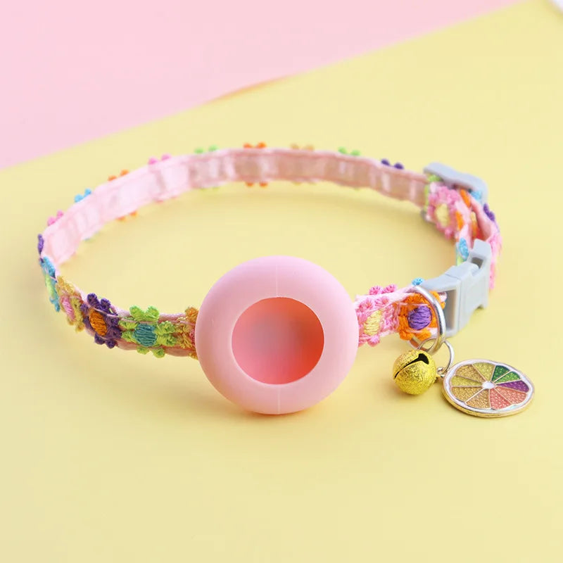AirTag Cat Collar – Cute Flower Lace with Pendant & Bell