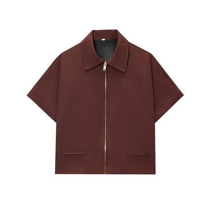 Women's Cropped Short Sleeve Zip-Up Jacket – Summer Varsity Coat