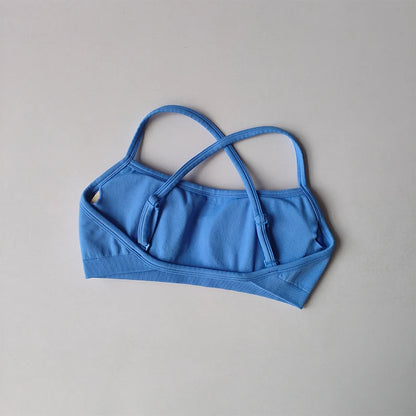 Seamless Cross-Back Sports Bra Women Shockproof Gathering Yoga Crop Top