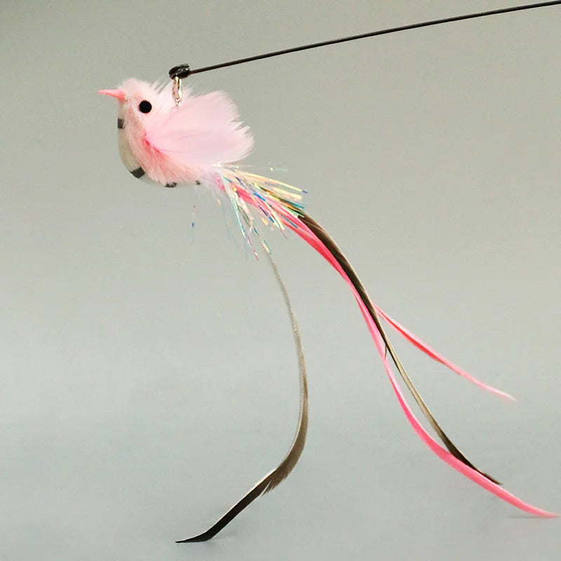 Suction Cup Bird Feather Cat Wand Toy – Interactive Kitten Hunting Toy with Bell