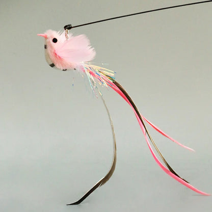 Suction Cup Bird Feather Cat Wand Toy – Interactive Kitten Hunting Toy with Bell
