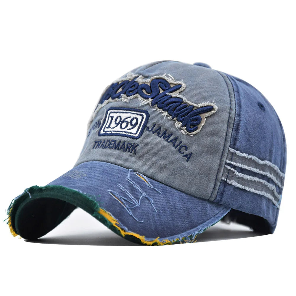 Vintage Baseball Cap – 1969 Embroidered Washed Cotton Snapback, Unisex
