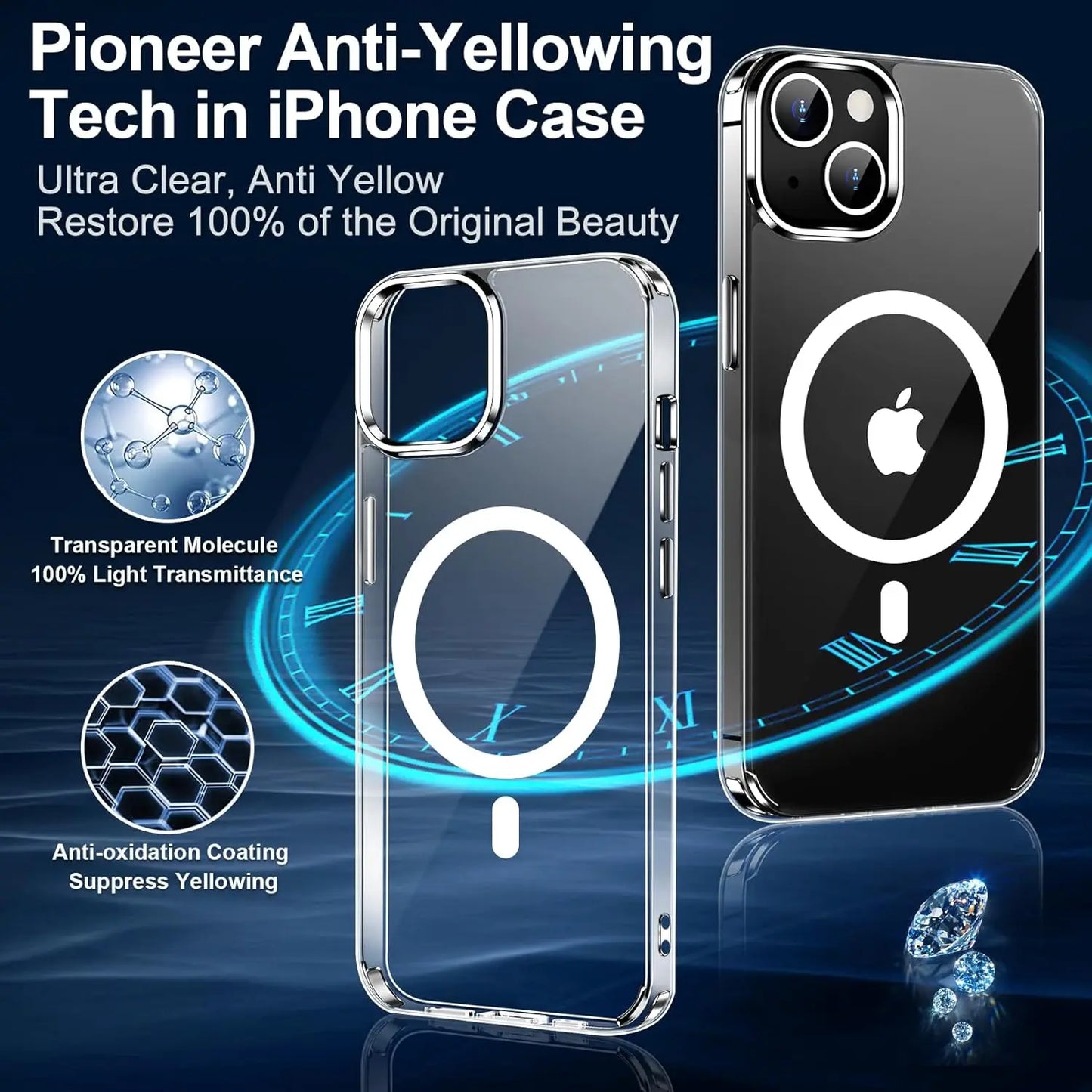 Ultra Slim Clear Magnetic Phone Case Iphone 16 15 14 Pro Max Plus 12 13 Mini 11 Mobile Shockproof