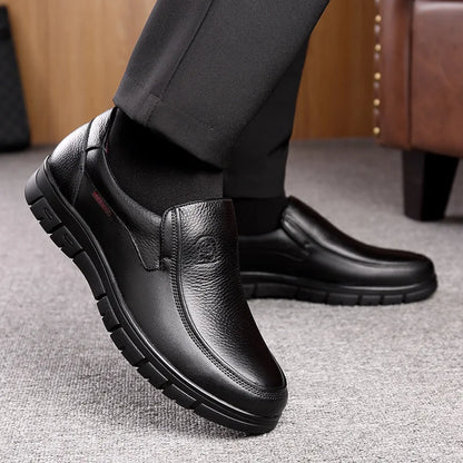 Men's Leather Slip-On Loafers – Soft Sole Casual Walking Shoes
