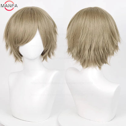 Anime 30cm Short Straight Cosplay Wig Black White Green Brown Purple Blue Gray Red Gold Man Women