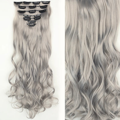 Clip-In Hair Extensions 7pcs 16 Clips Wavy Synthetic 24 Inch