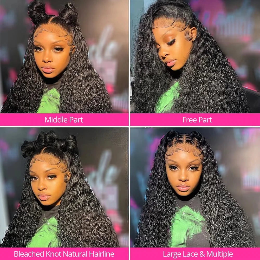 220 Raw Deep Water Wave Human Hair 13x6 Hd Curly Lace Frontal Wigs 30 40 Inch Pre Plucked Natural