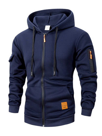 Men's Zip-Up Hoodie Sweatshirt – Slim Fit with Sleeve Pocket