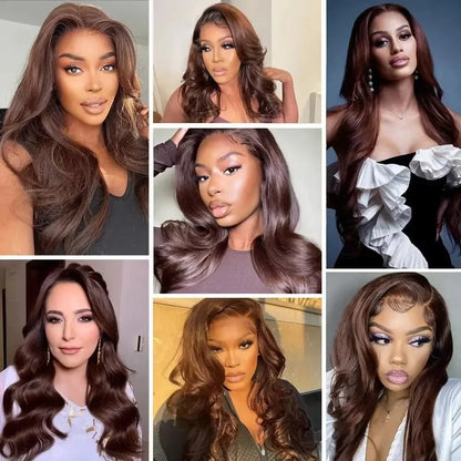 13x4/13x6 HD Lace Front Wig Body Wave Chocolate Brown Human Hair